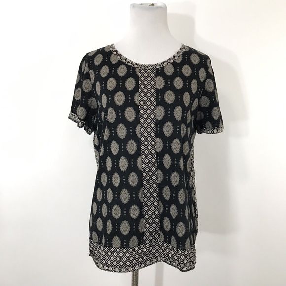J. Crew S Mixed Print T-Shirt Short Sleeve Women's Blouse - Picture 2 of 9